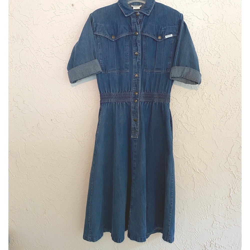 Dreams‎ 90s Vintage Western Cottagecore Denim Midi Dress Small Made In USA - Picture 3 of 10